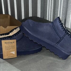 BearPaw Women's Navy Suede Boots